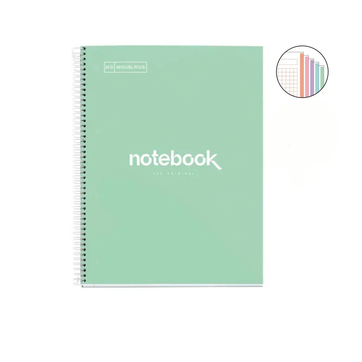 Notebook Emotions Rigide A4 Quadrill&eacute; 5 x 5 mm 120 feuilles 5 couleurs Menthe - Miquel Rius photo du produit