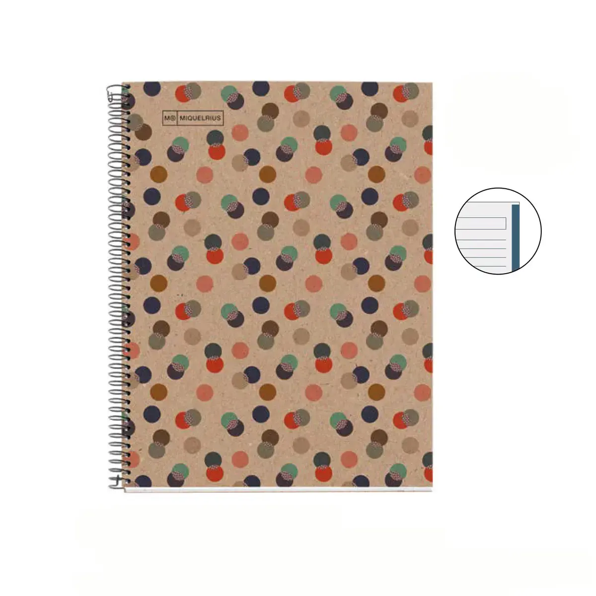 Notebook Eco Design Recycl&eacute; A4 Lign&eacute; 7 mm 80 feuilles Confetti - Miquel Rius photo du produit