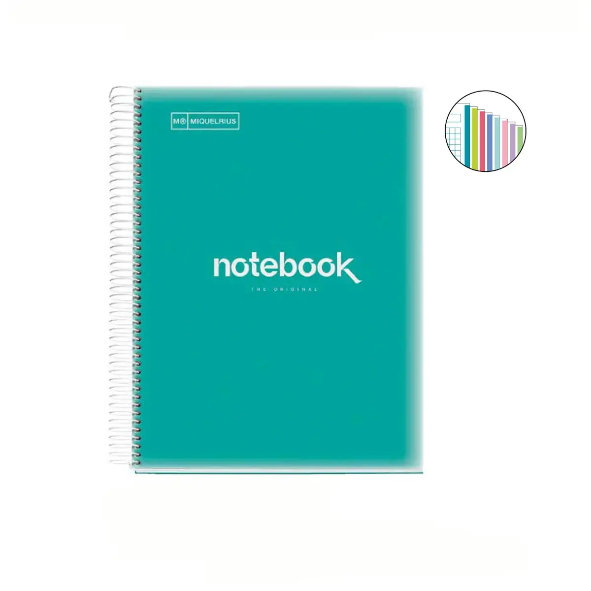 Notebook Emotions Souple A4 Quadri. 5x5mm 160feuil. 8coul. Turquoise photo du produit