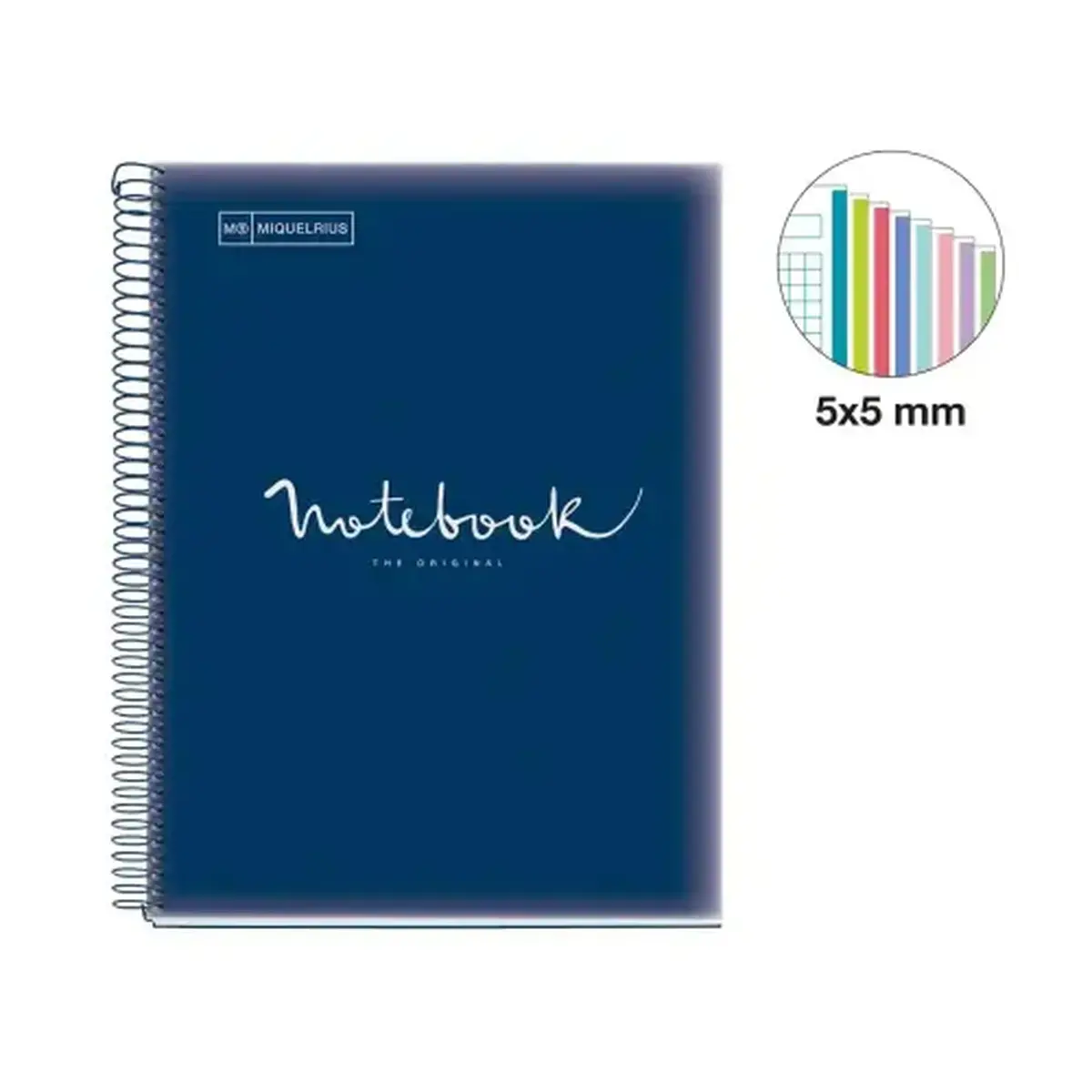 Notebook Emotions Souple A4 Quadri. 5x5mm 160feuil. 8coul. Marine photo du produit