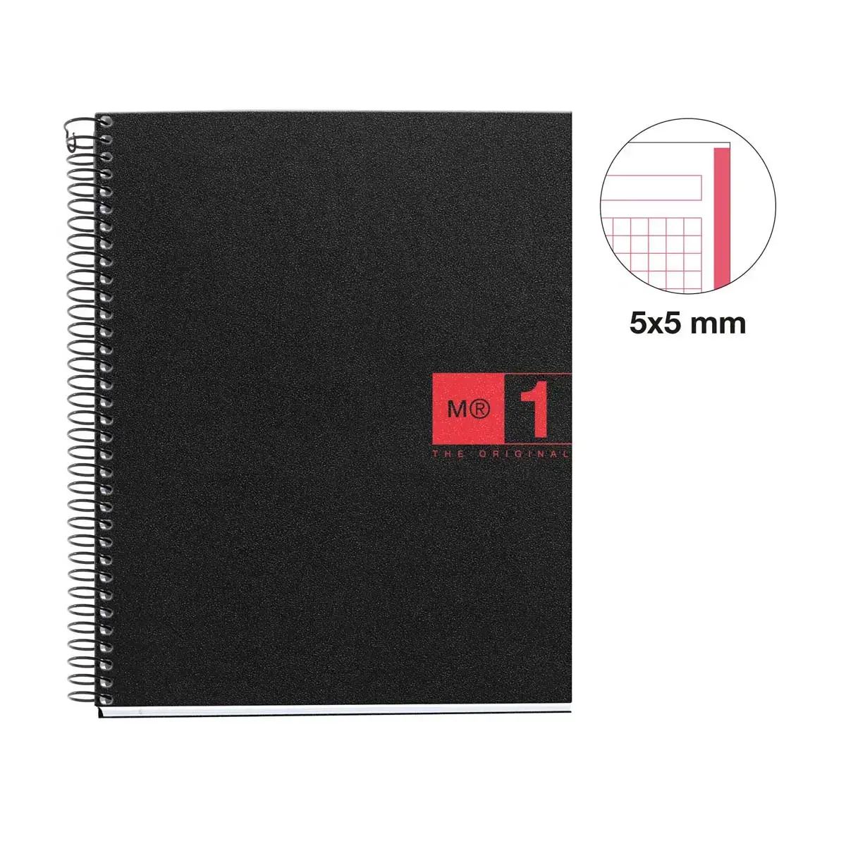 Notebook The Original Souple A5 Quadrillé 5 x 5 mm 80 feuilles Gris - Miquel Rius photo du produit