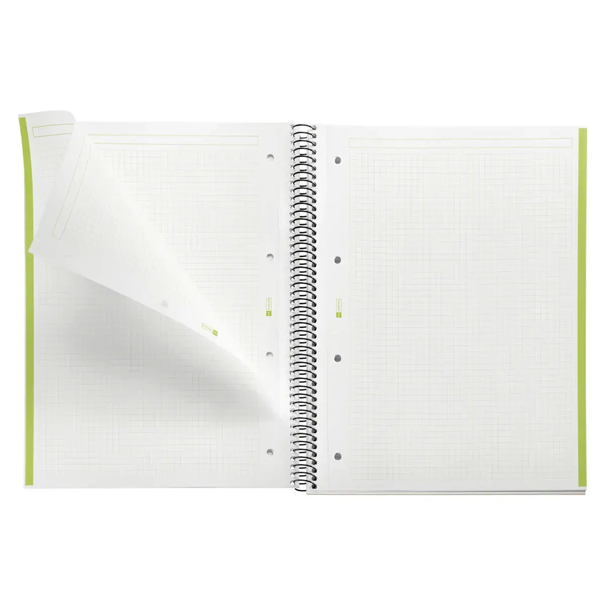 Cahier spirales souple - A4 - 5x5 - 80 pages - Vert photo du produit