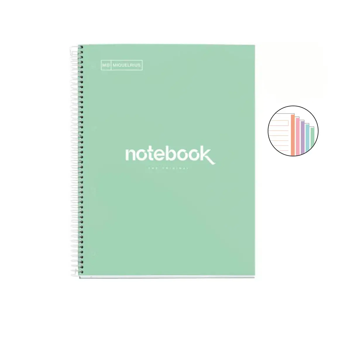 Notebook Emotions Rigide A4 Ligné 7 mm 120 feuilles 5 couleurs Menthe - Miquel Rius photo du produit