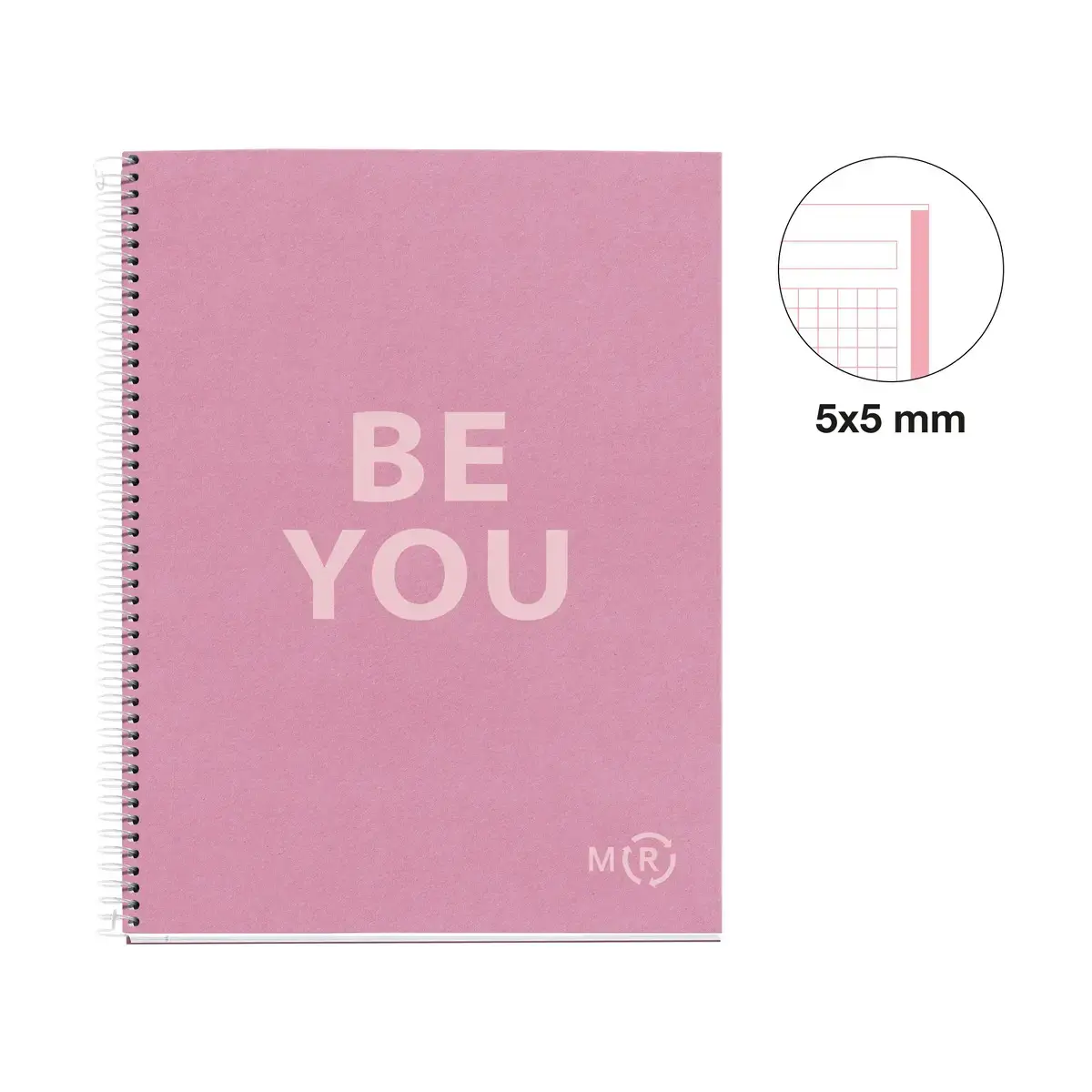 Notebook Be Eco Recyclé A4 Quadri. 5x5mm 80feuil. Rose photo du produit