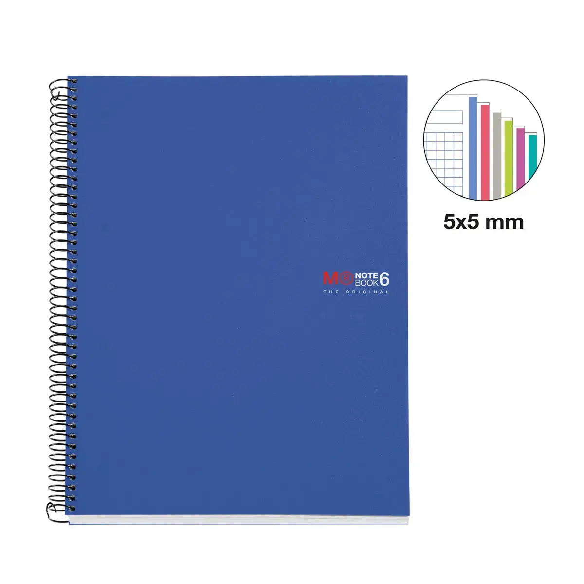 Notebook The Original Souple A5 Quadri. 5x5mm 150feuil. 6coul. Bleu photo du produit