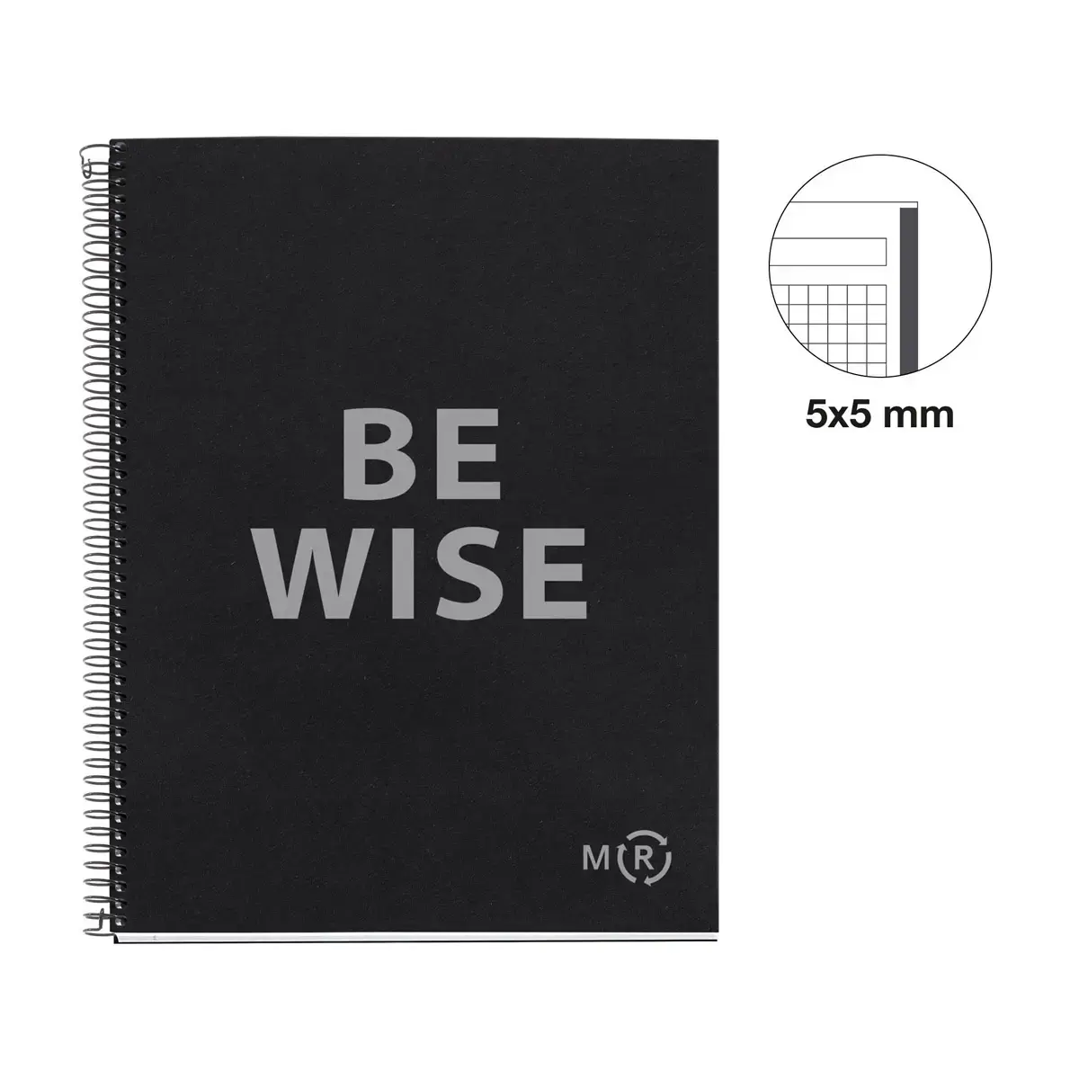 Notebook Be Eco Recycl&eacute; A4 Quadri. 5x5mm 80feuil. Anthracite photo du produit