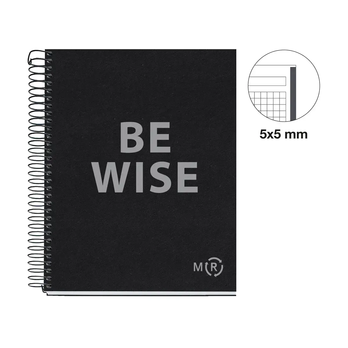 Notebook Be Eco Recyclé A5 Quadrillé 5 x 5 mm 80 feuilles Anthracite - Miquel Rius photo du produit