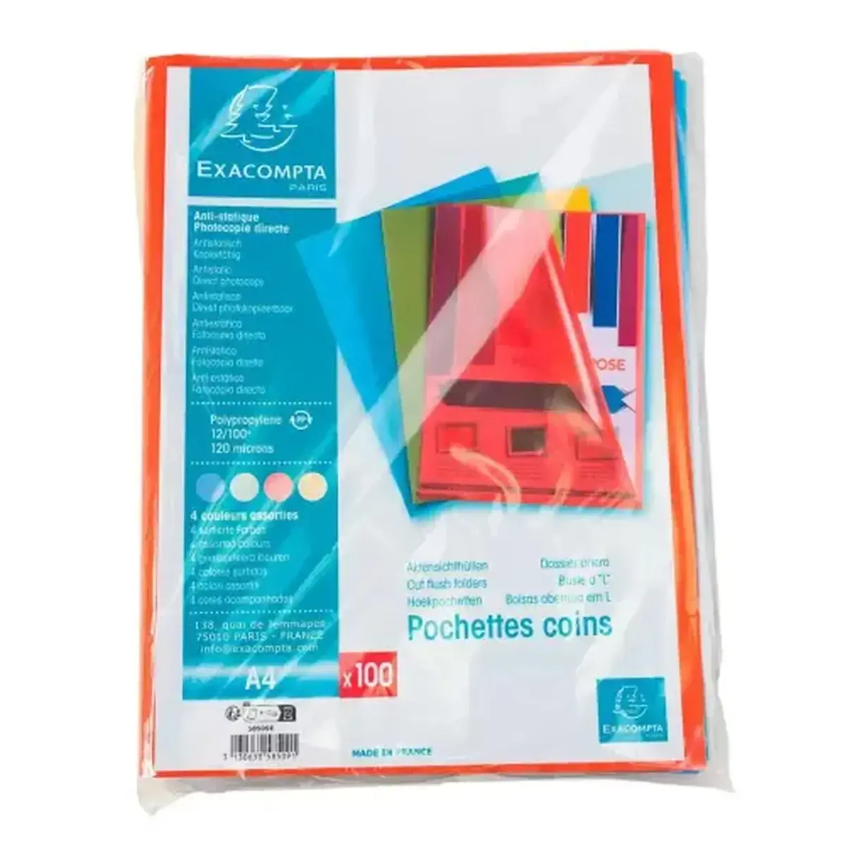 Sachet100 poch.Coin A4 PP graine 120 as photo du produit
