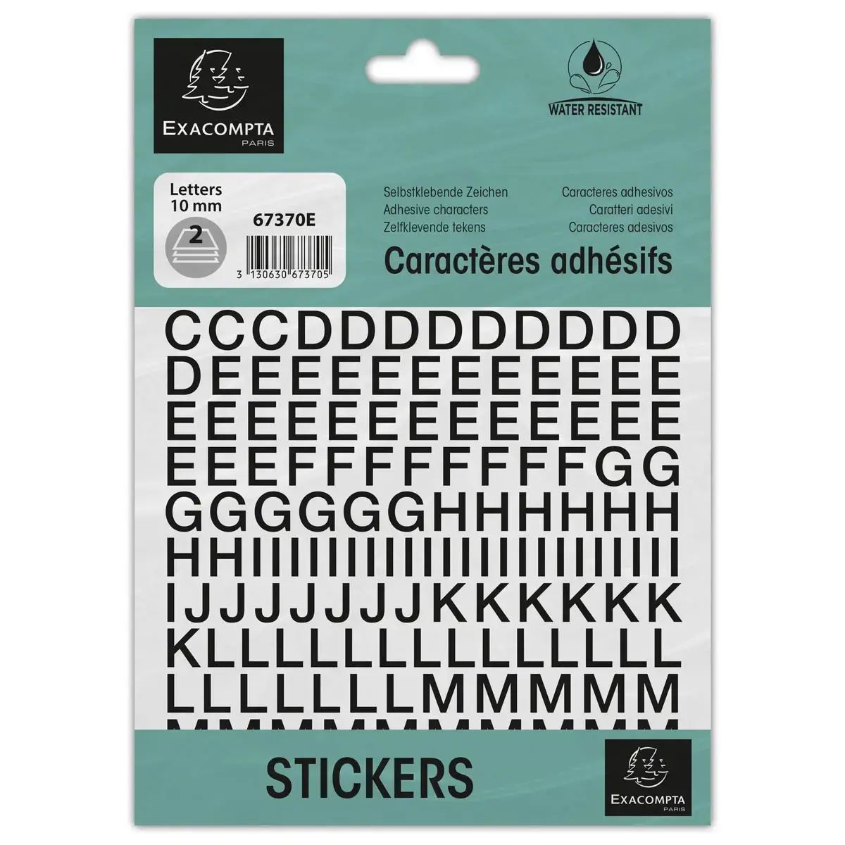 Pochette lettres adhesives (10 mm) noir photo du produit