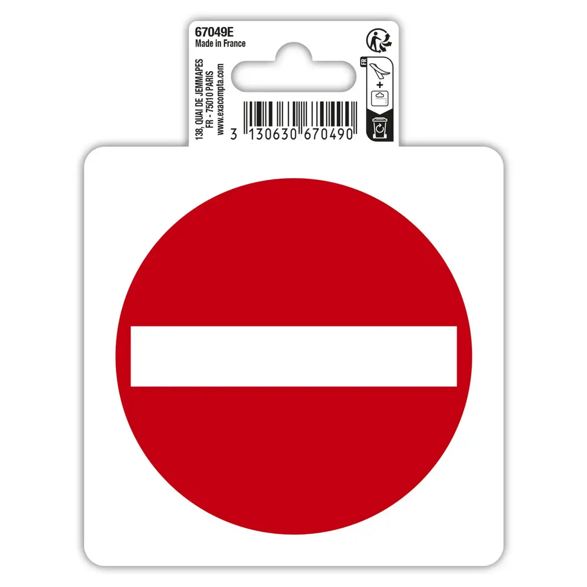 Panneau « Sens interdit » PVC - 10 x 10 cm - Exacompta photo du produit