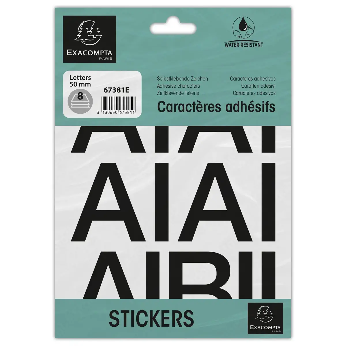 Pochette lettres adhesives (50 mm) noir photo du produit