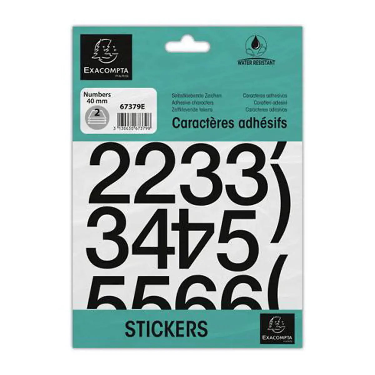 Pochette chiffres adhesifs (40 mm) noir photo du produit