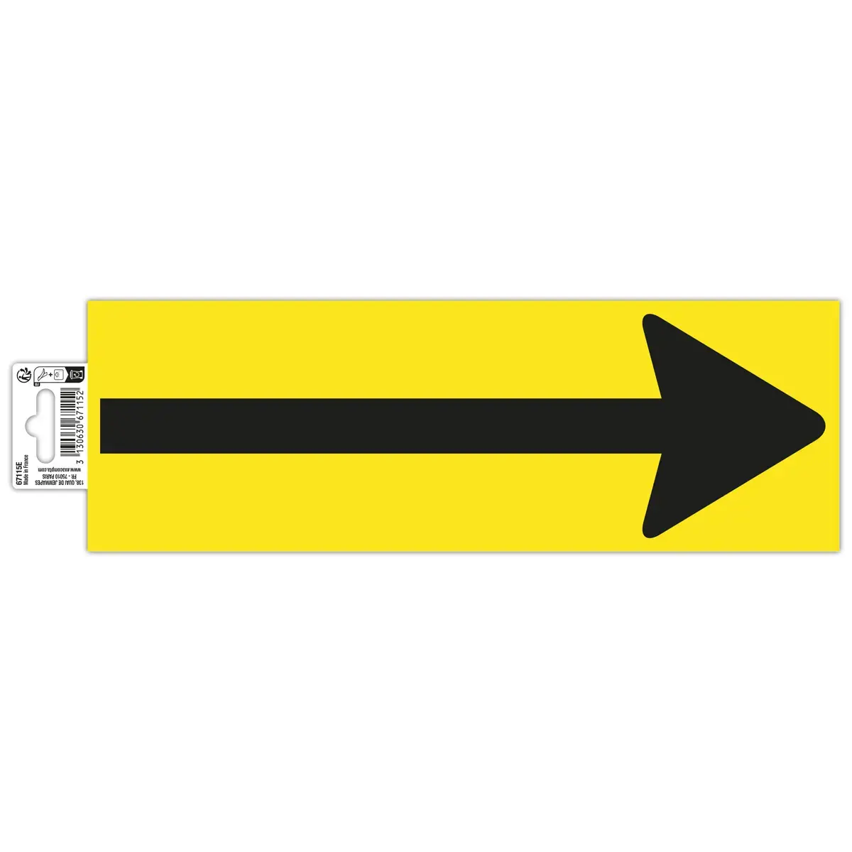 Adhesif sol jaune fleche noire 30x10cm photo du produit