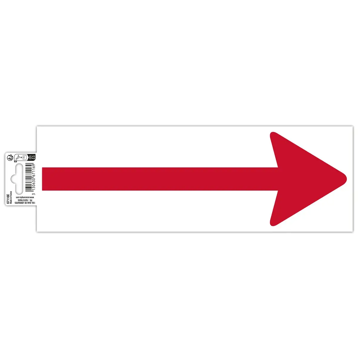 Adh&eacute;sif sol blanc fl&egrave;che rouge 30 x 10 cm - Exacompta photo du produit