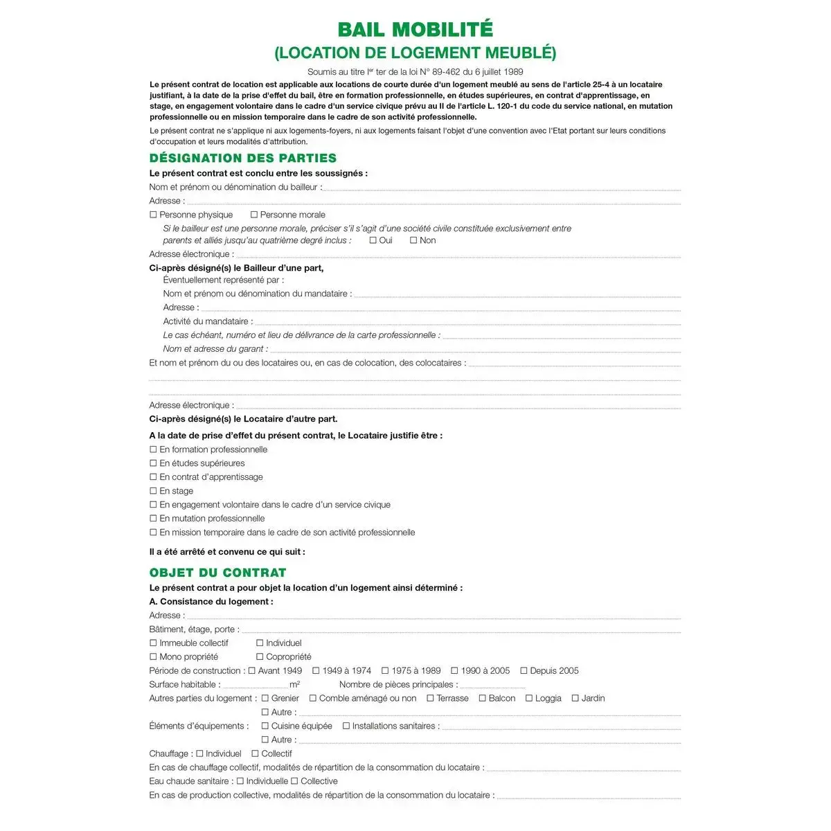 KIT DE LOCATION - BAIL MOBILITE photo du produit