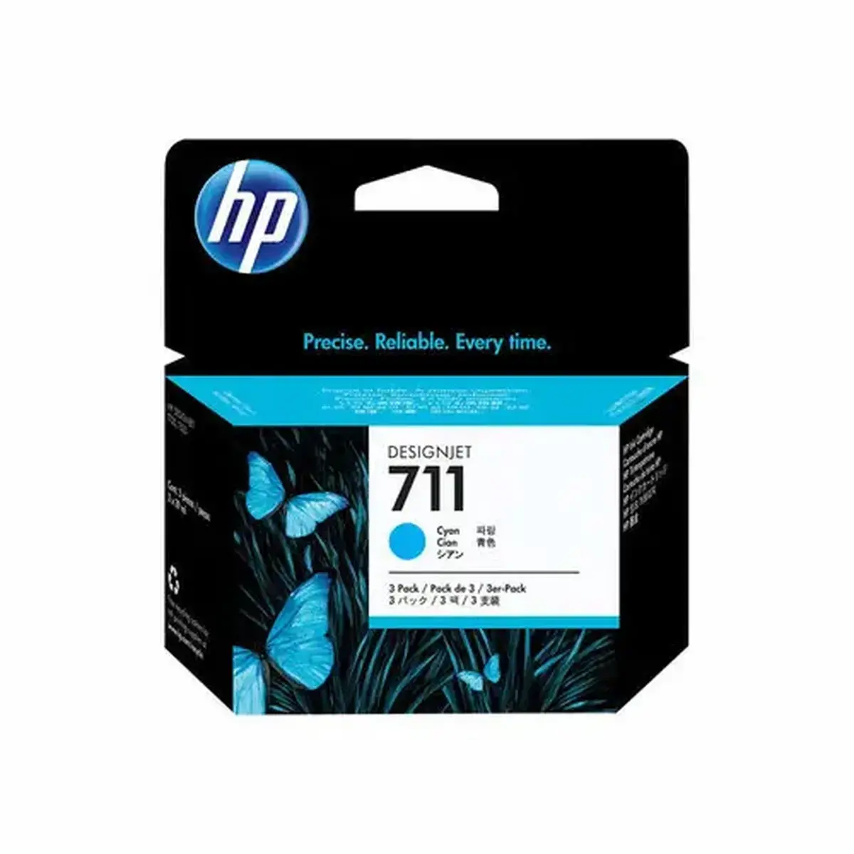 Pack de 3 cartouches d'encre 711 - Cyan - HP photo du produit