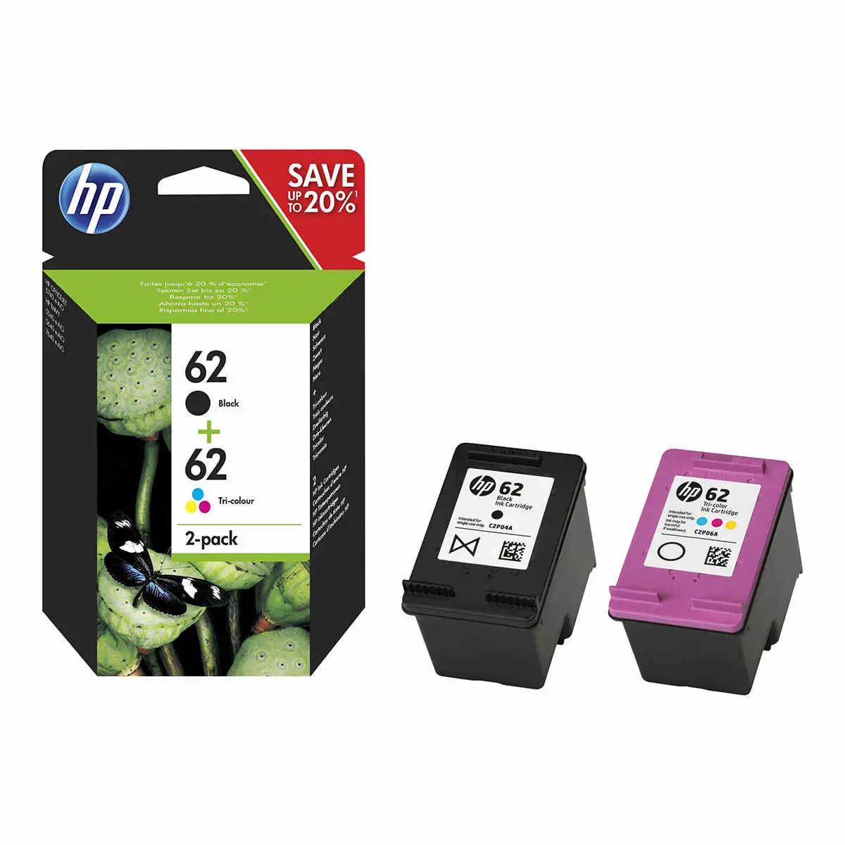 HP Blister 62 Ink Cartridge Combo 2 Pack photo du produit