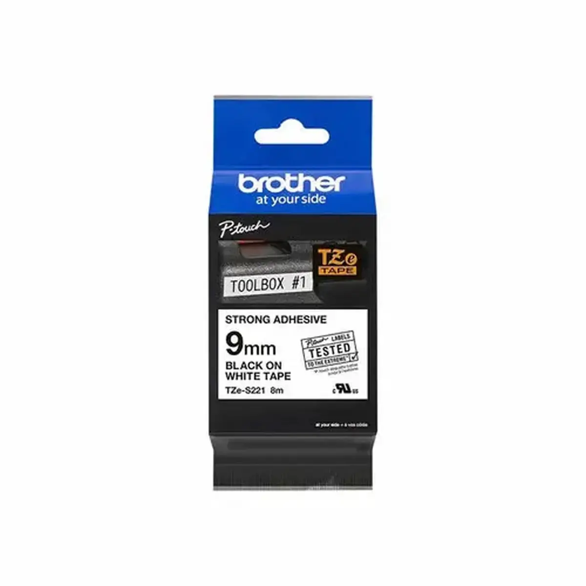 Brother TZES221 Ruban 9 mm Noir / Blanc photo du produit