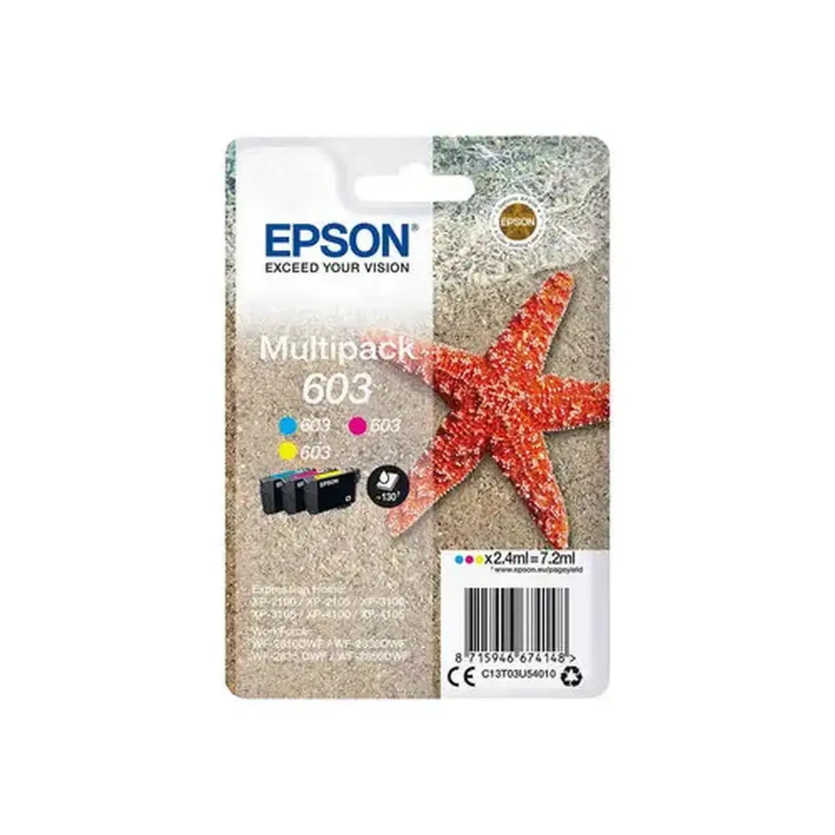 Pack de 3 cartouches d'encre C13T03U54010 &Eacute;toile de mer - Cyan / Magenta / Jaune - Epson photo du produit