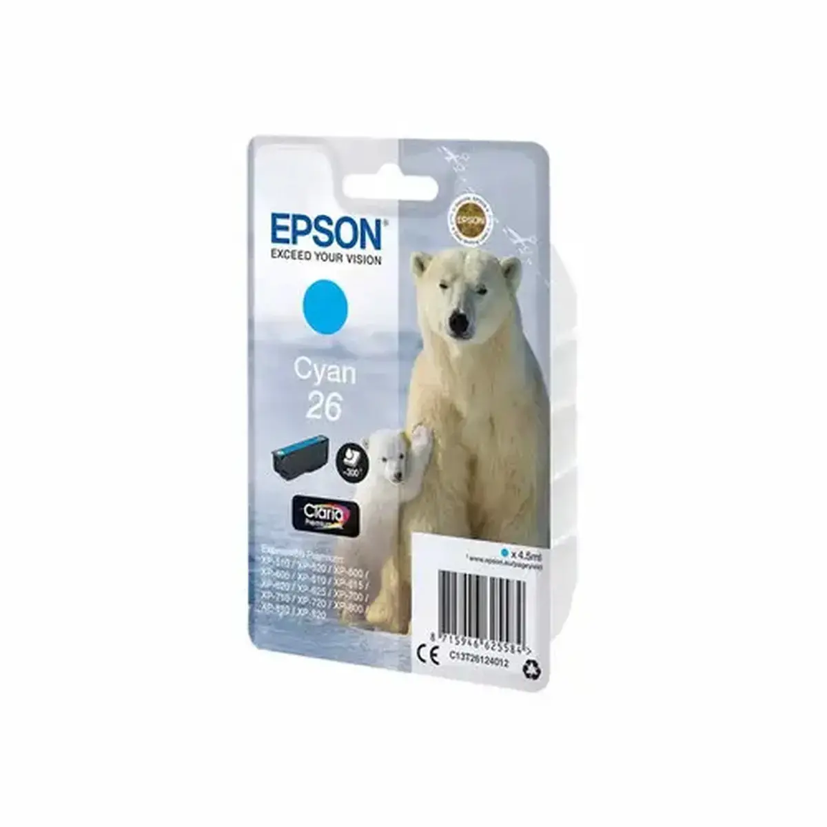 Cartouche d'encre C13T26124012 Ours polaire - Cyan - sous blister - Epson photo du produit
