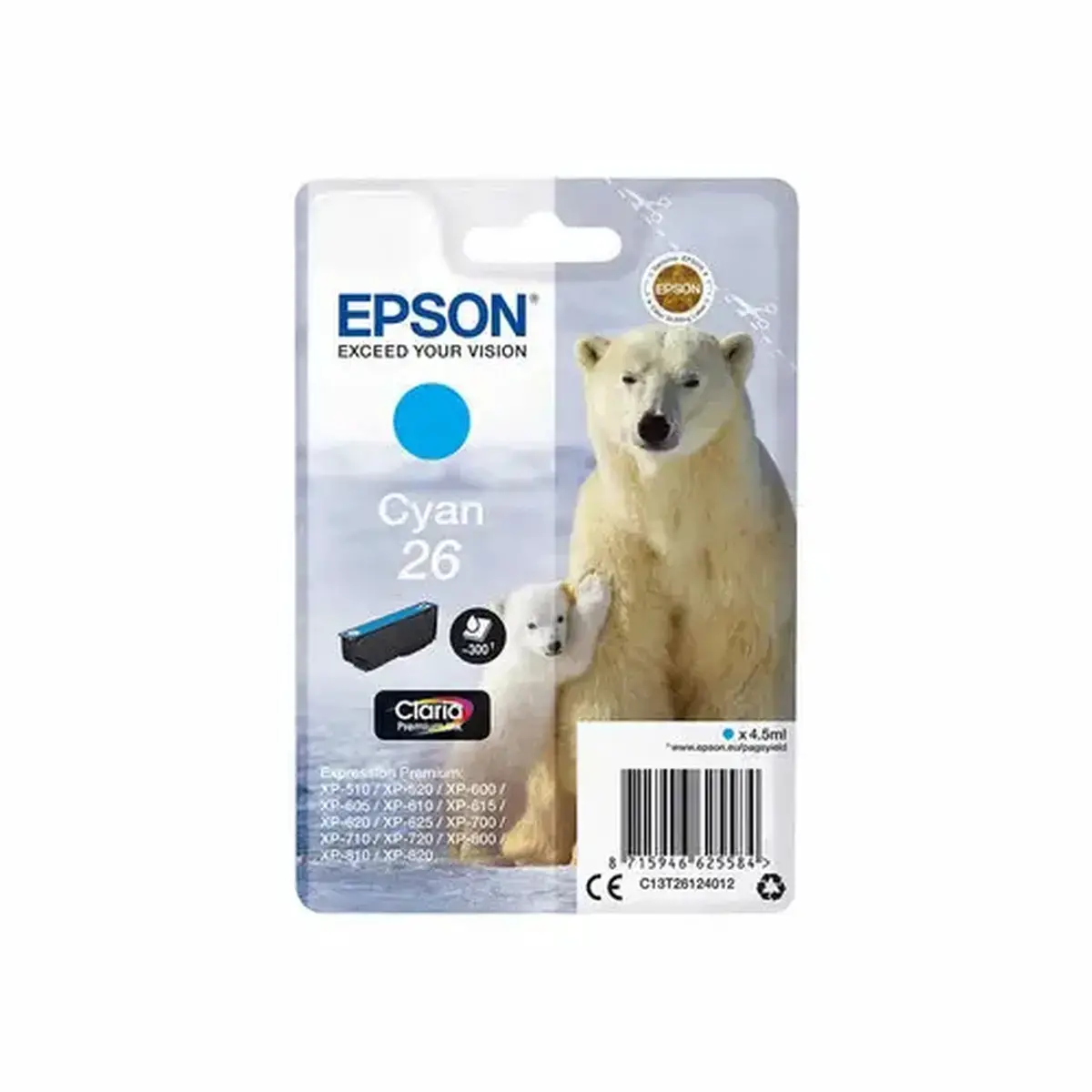 Cartouche d'encre C13T26124012 Ours polaire - Cyan - sous blister - Epson photo du produit