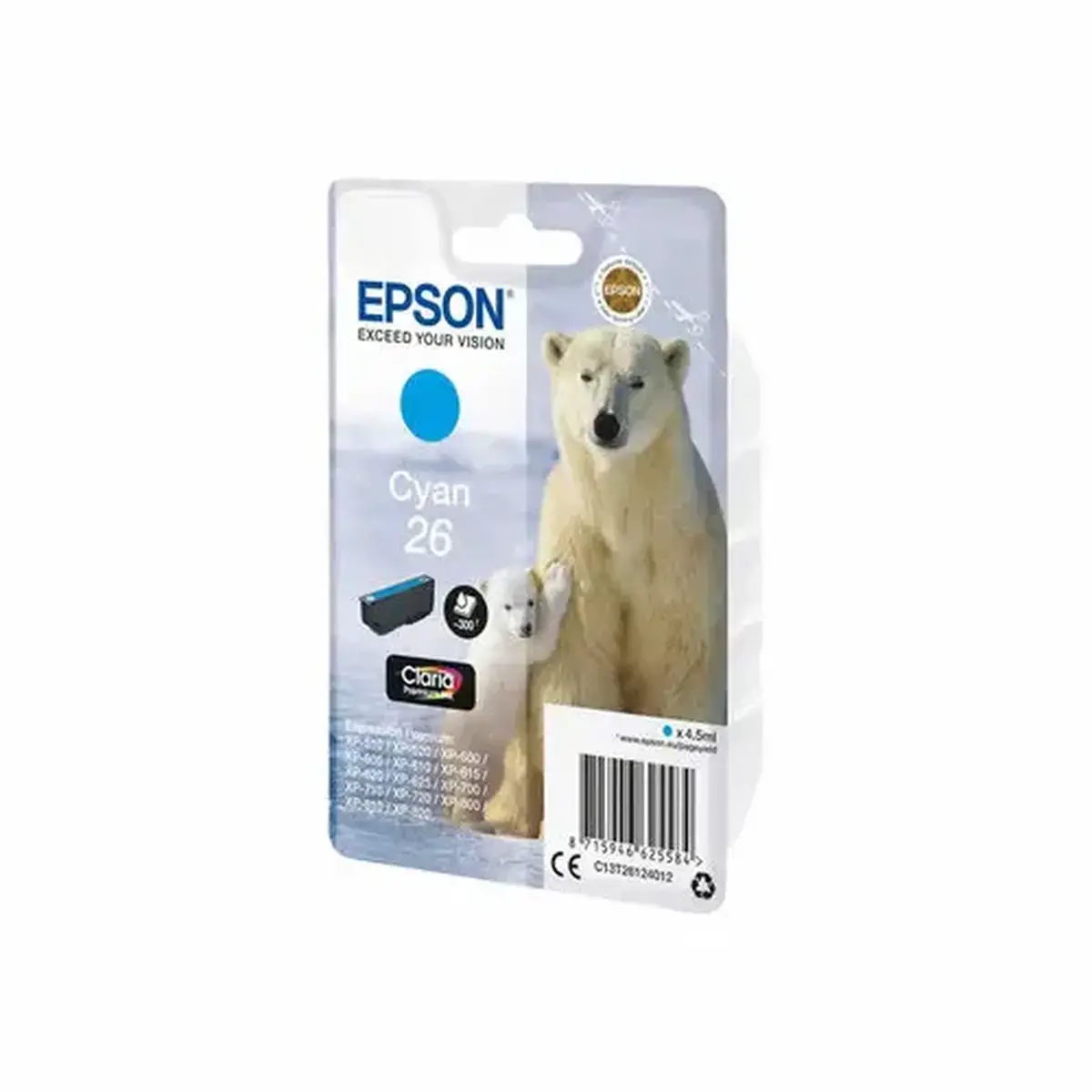 Cartouche d'encre C13T26124012 Ours polaire - Cyan - sous blister - Epson photo du produit
