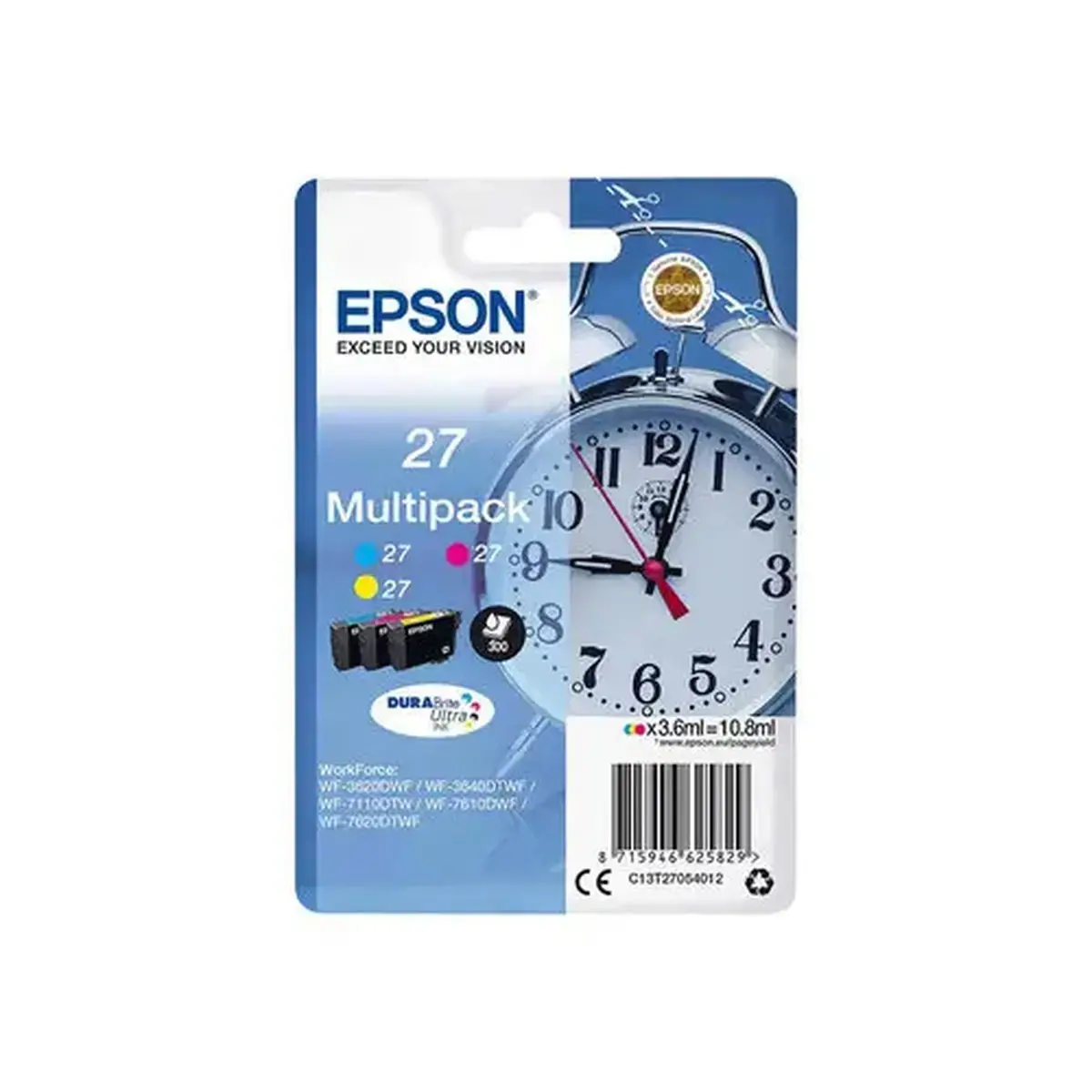 Pack de 3 cartouches d'encre C13T27054012 R&eacute;veil - Couleurs - sous blister - Epson photo du produit