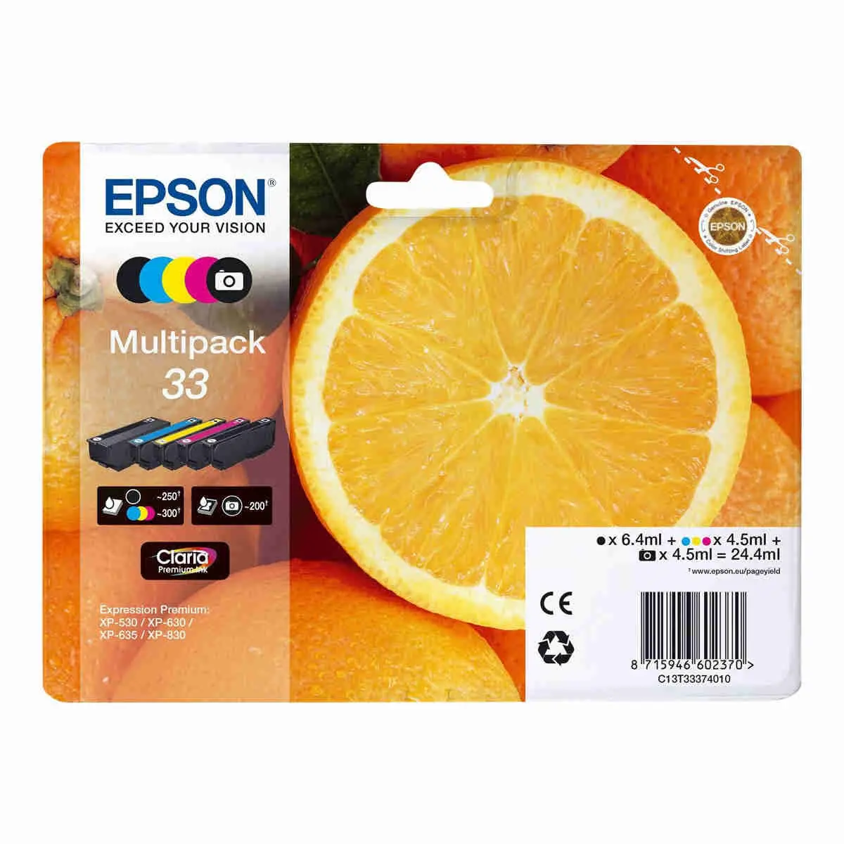 Epson C13T33374021 ORANGE X 4 Blister photo du produit