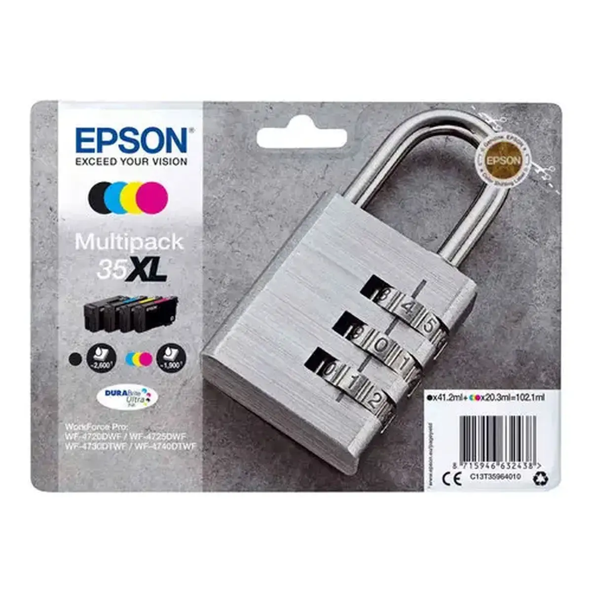 Pack de 4 cartouches d'encre C13T35964010 Cadenas XL - Noir / Cyan / Magenta / Jaune - Epson photo du produit