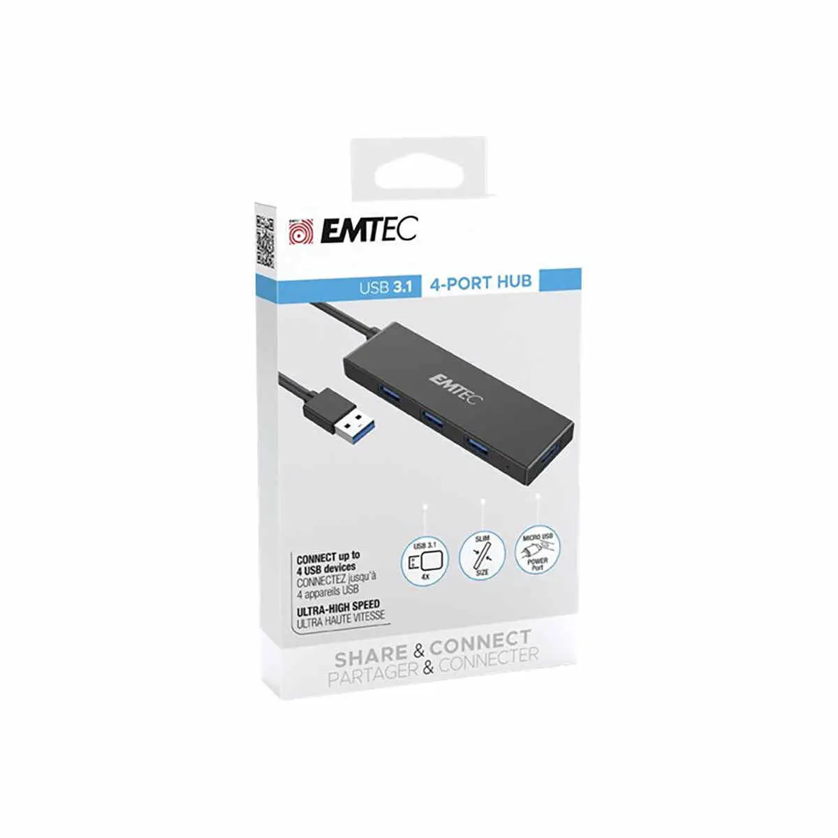 Emtec Hub Ultra Slim USB3.1 4-Port T620A photo du produit
