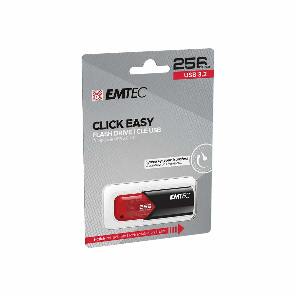 Emtec USB3.2 Click Easy B110 256GB Red photo du produit