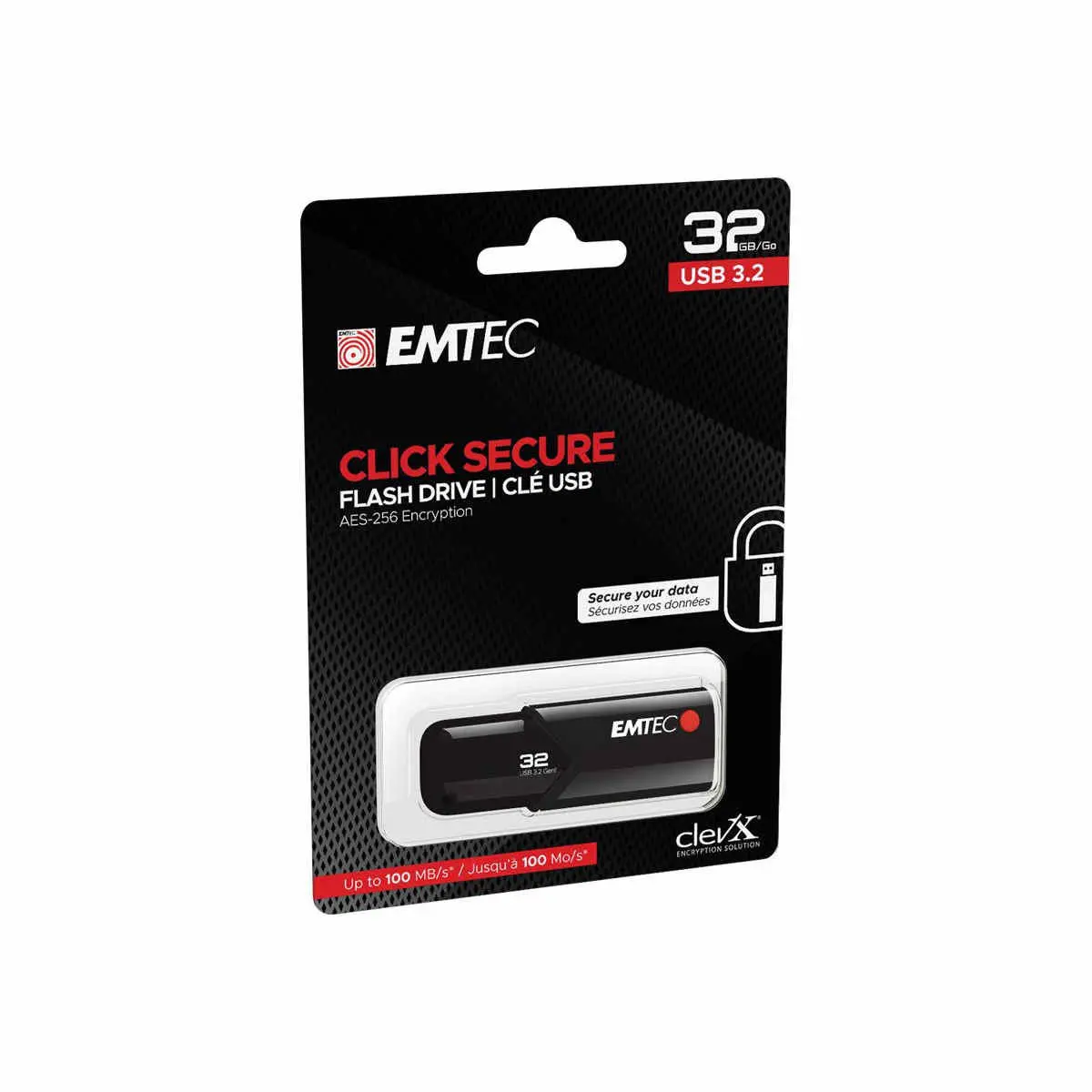 Emtec USB3.2 Click Secure B120 32GB photo du produit