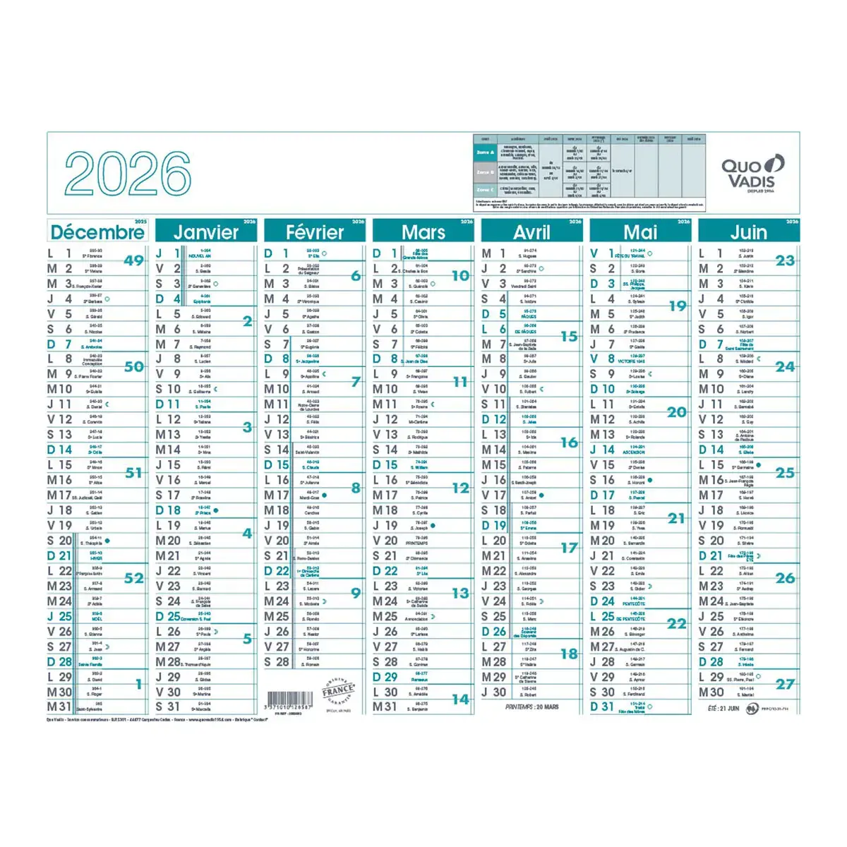 CAL BQUE QV 55X43 FR photo du produit