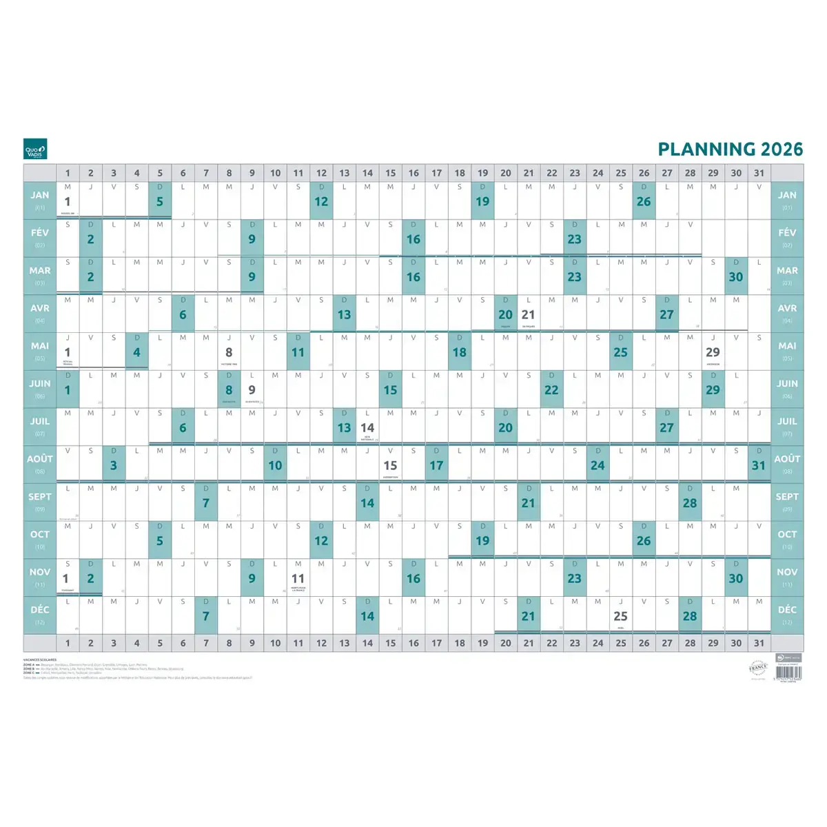 PLANNING ANNUEL 90X63 FR photo du produit