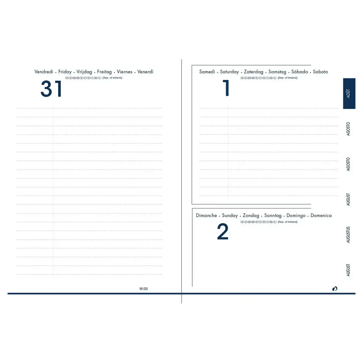 EUROTEXTAGENDA ML Scratch blanc/marine photo du produit