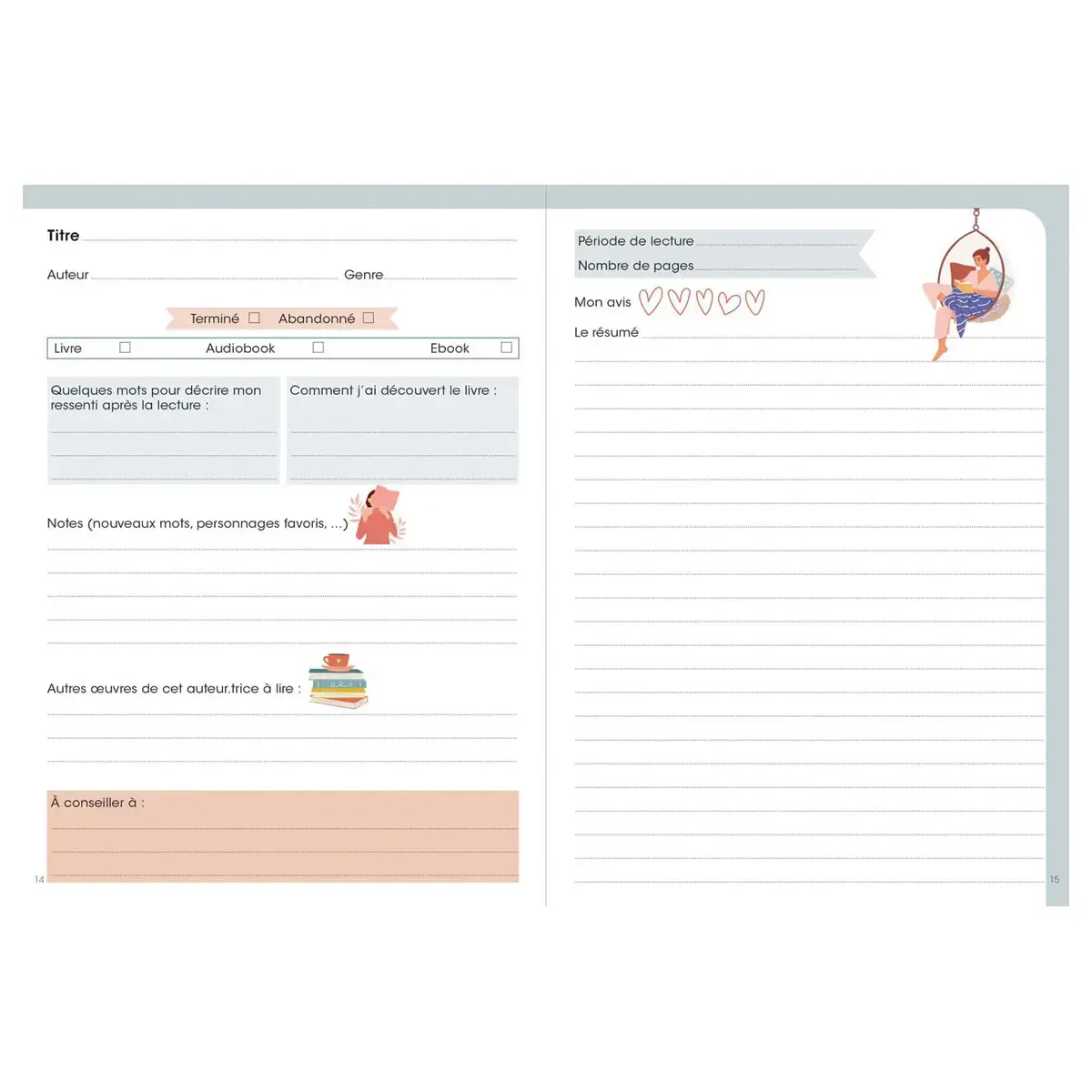 CARNET 21 LECTURE FR biblioth&egrave;que photo du produit