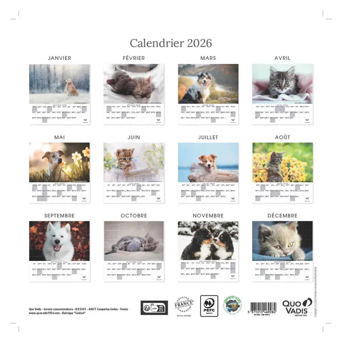 CAL FEUILLES 30X30 FR animaux par 5 photo du produit