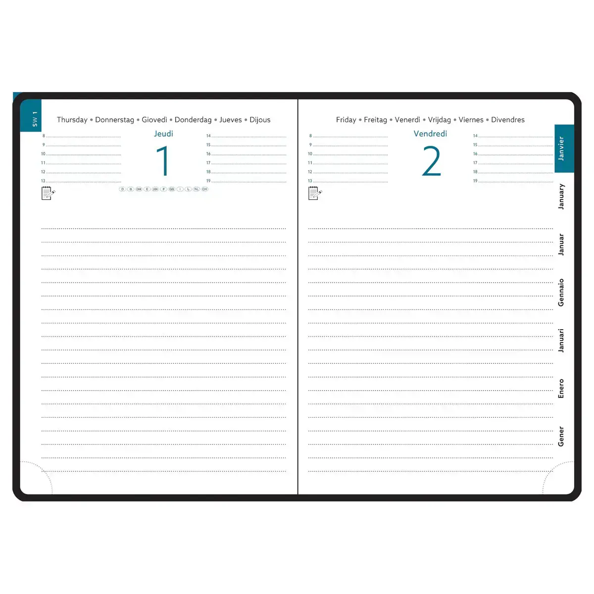 Agenda Journalier EasyDay 17 Winner Noir photo du produit