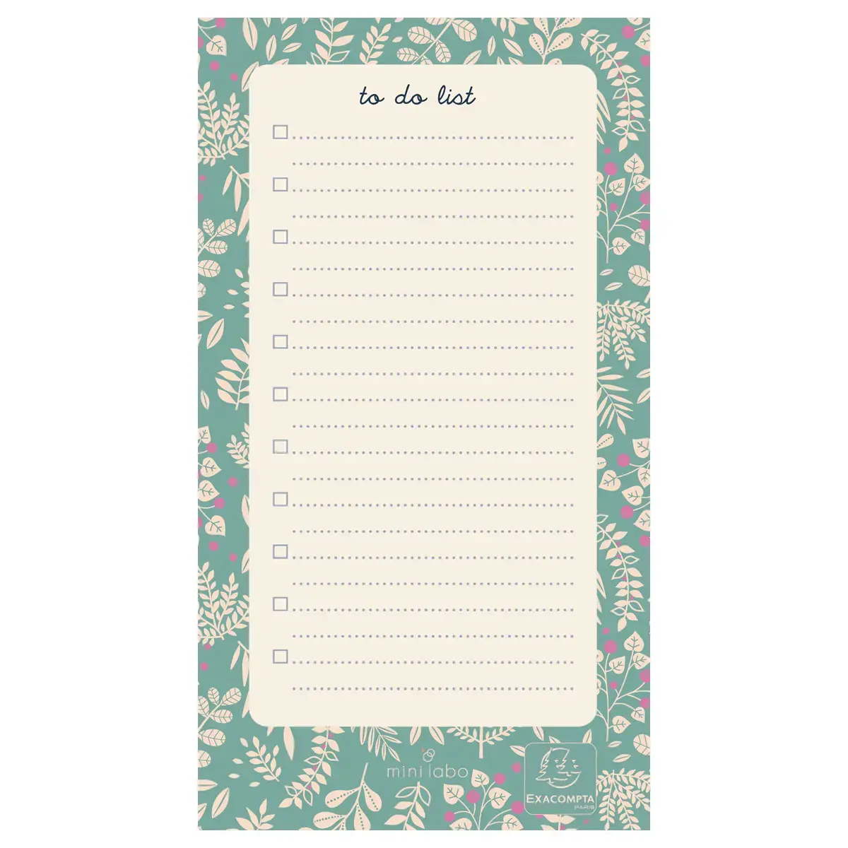 To Do List Mini Labo Vert 10 x 18 photo du produit