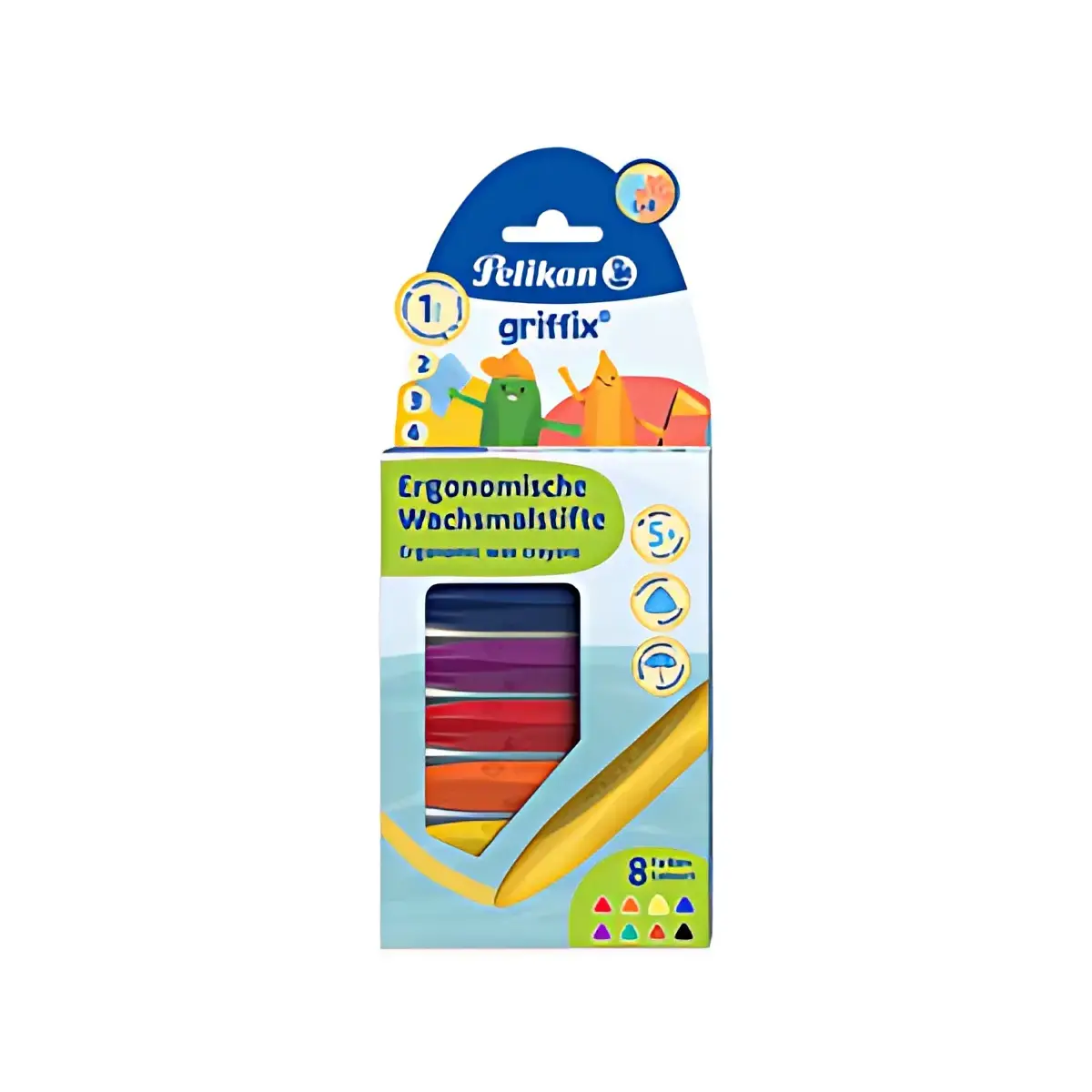 Pelikan Crayon de cire griffix, r&eacute;sistant &agrave; l'eau, &eacute;tui de 8 photo du produit