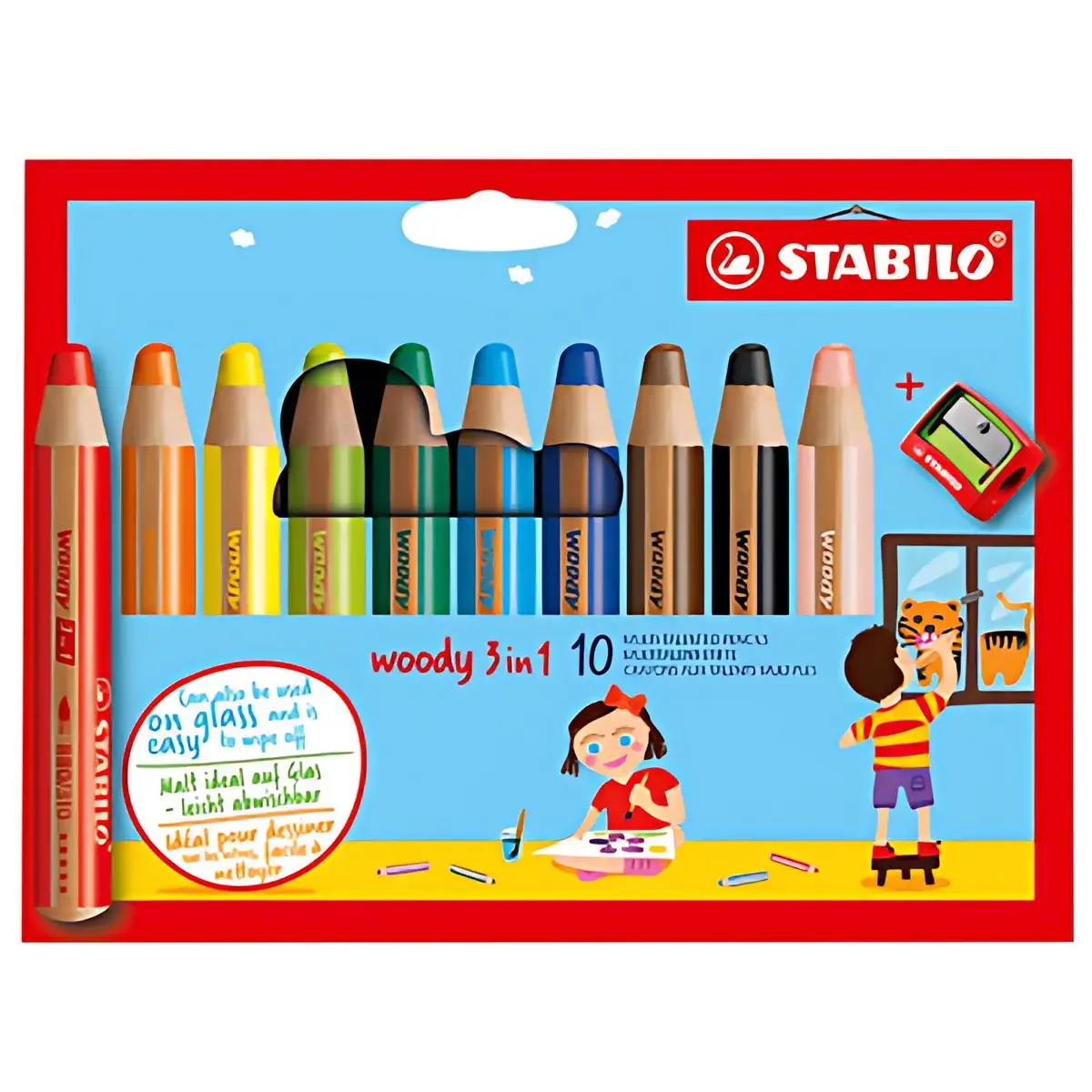 Crayon multi-talents woody 3 en 1 - étui carton de 6 - Stabilo photo du produit