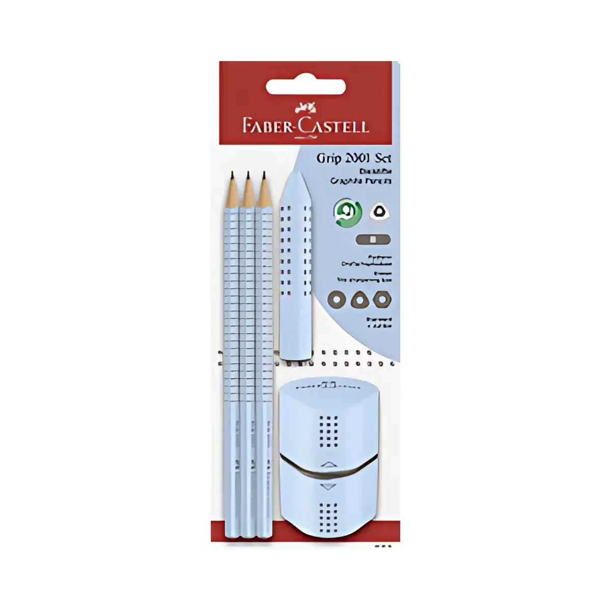 FABER-CASTELL Kit crayons GRIP 2001, bleu ciel, blister photo du produit