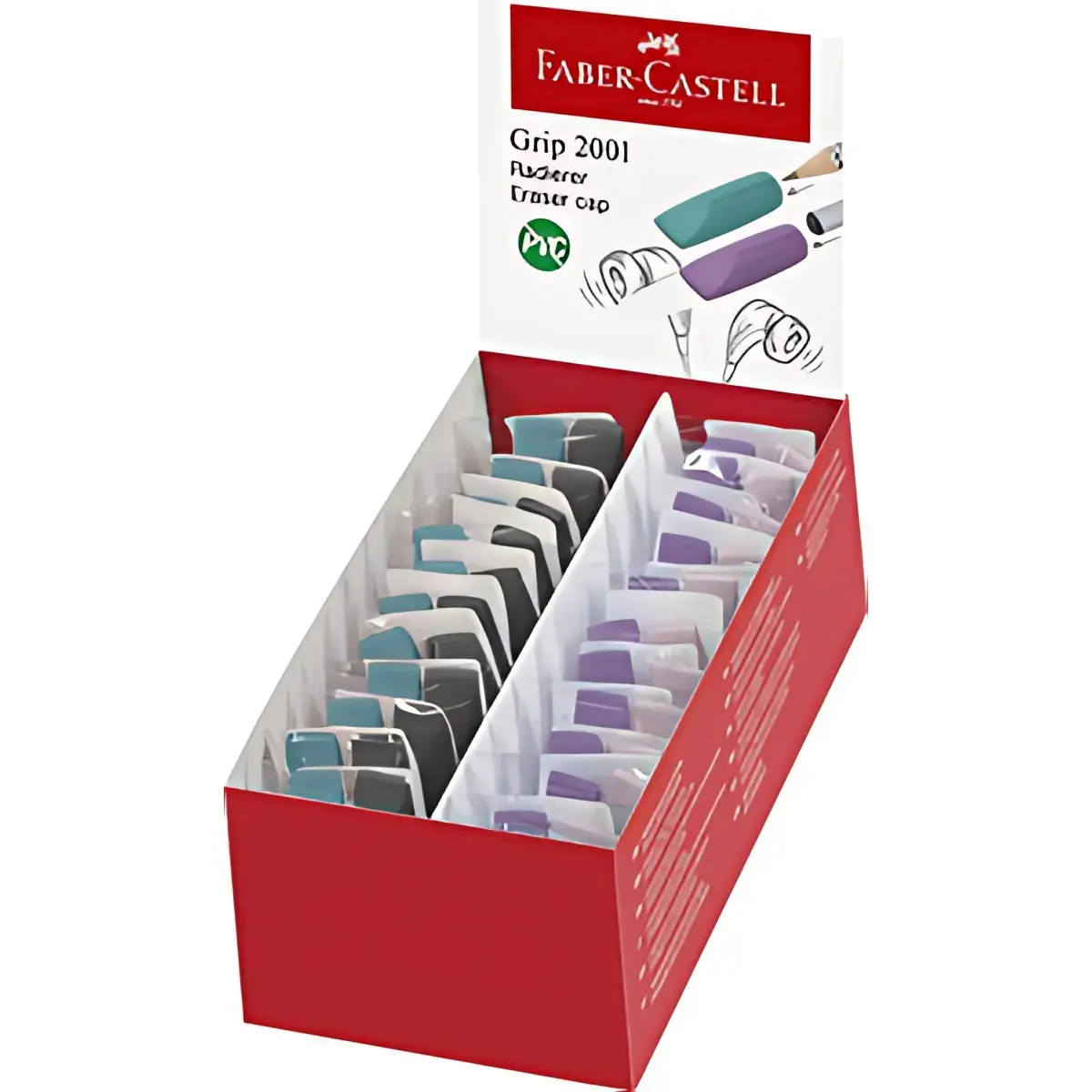 24 FABER-CASTELL Gomme GRIP ERASER CAP, en pr&eacute;sentoir photo du produit