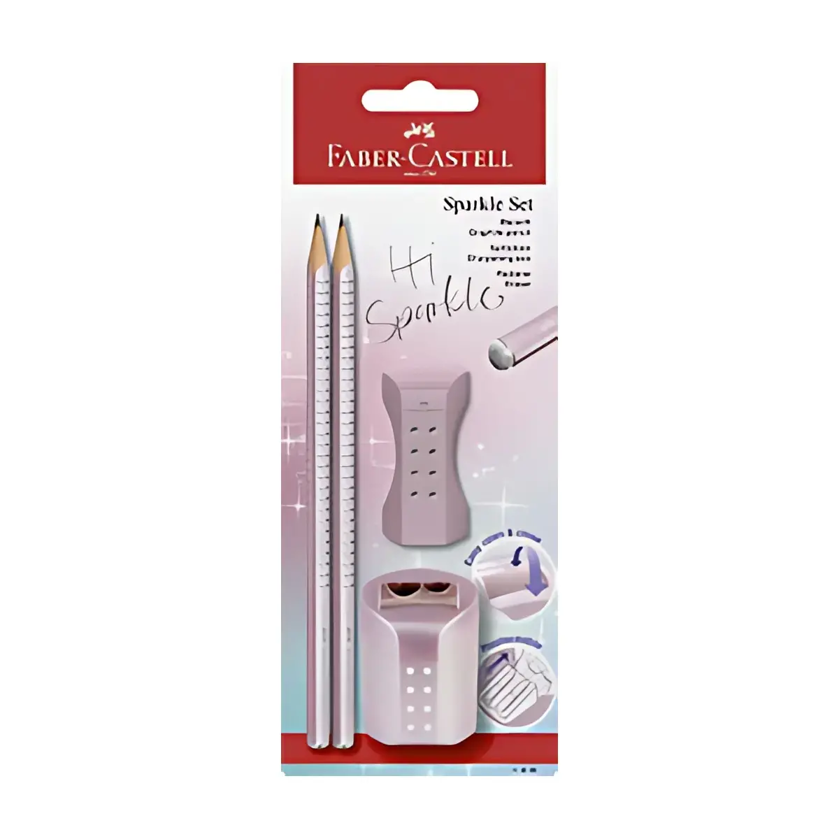 FABER-CASTELL Kit d'&eacute;criture GRIP SPARKLE, ros&eacute; photo du produit