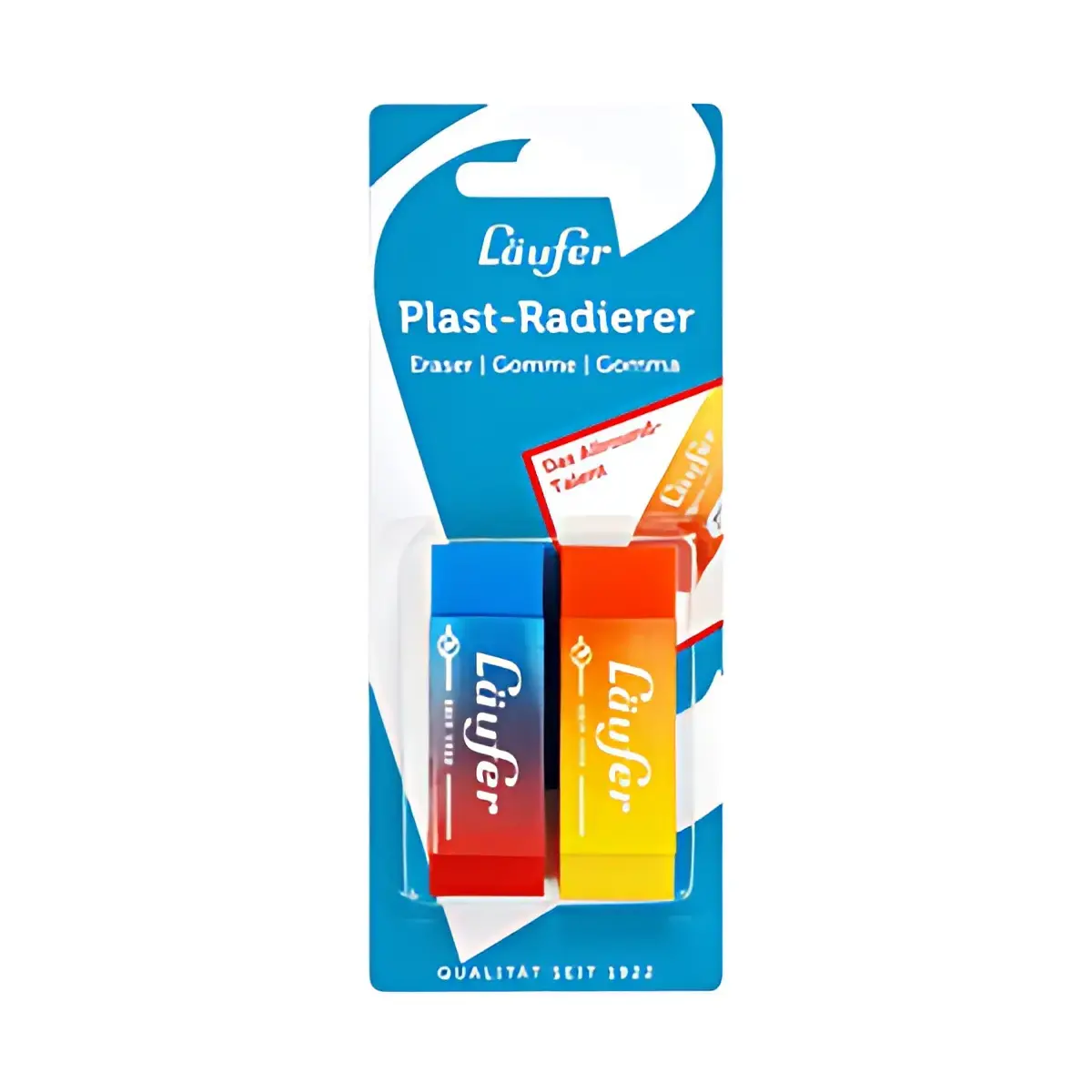 L&auml;ufer Gomme en plastique PLAST COLOR, carte blister de 2 photo du produit