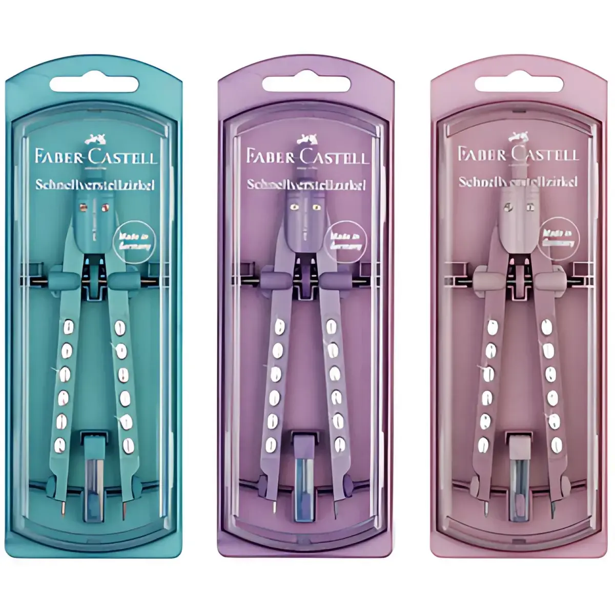 3 Compas à réglage rapide FACTORY SPARKLE - Faber-Castell photo du produit