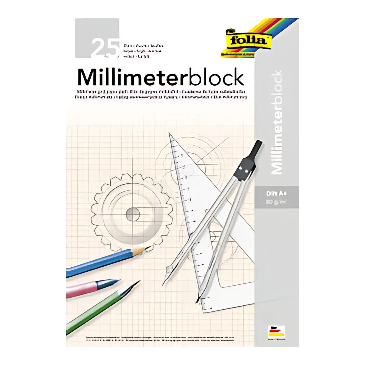 folia Bloc papier millim&eacute;tr&eacute;, A3, 80 g/m2, 25 feuilles photo du produit