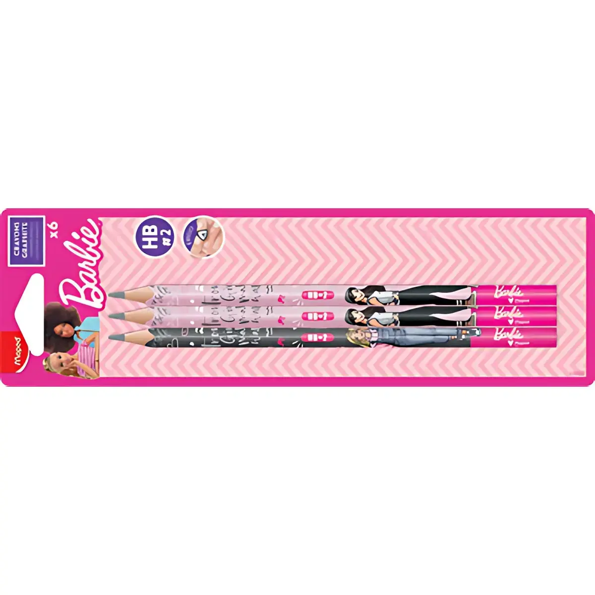 MAPED Crayon de papier Barbie, avec gomme, HB, blister de 6 photo du produit