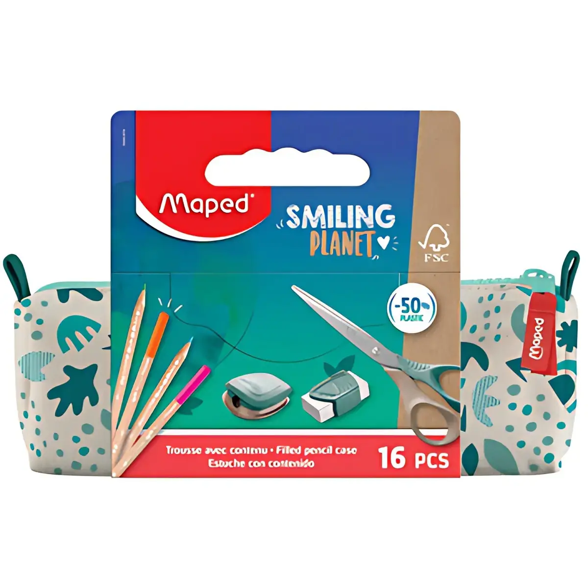 MAPED Trousse SMILING PLANET, cr&egrave;me/vert, garni photo du produit
