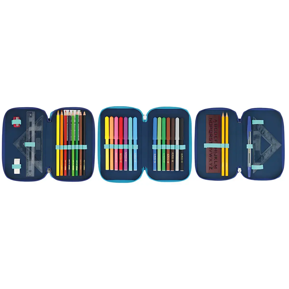 HERLITZ Etui scolaire TriCase 'Dip Dye Blue', 31 pi&egrave;ces photo du produit